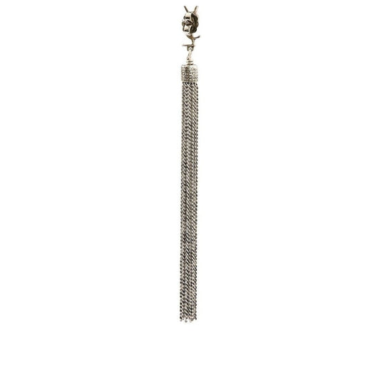 YSL Monogram Chain Drop Earrings in Silver