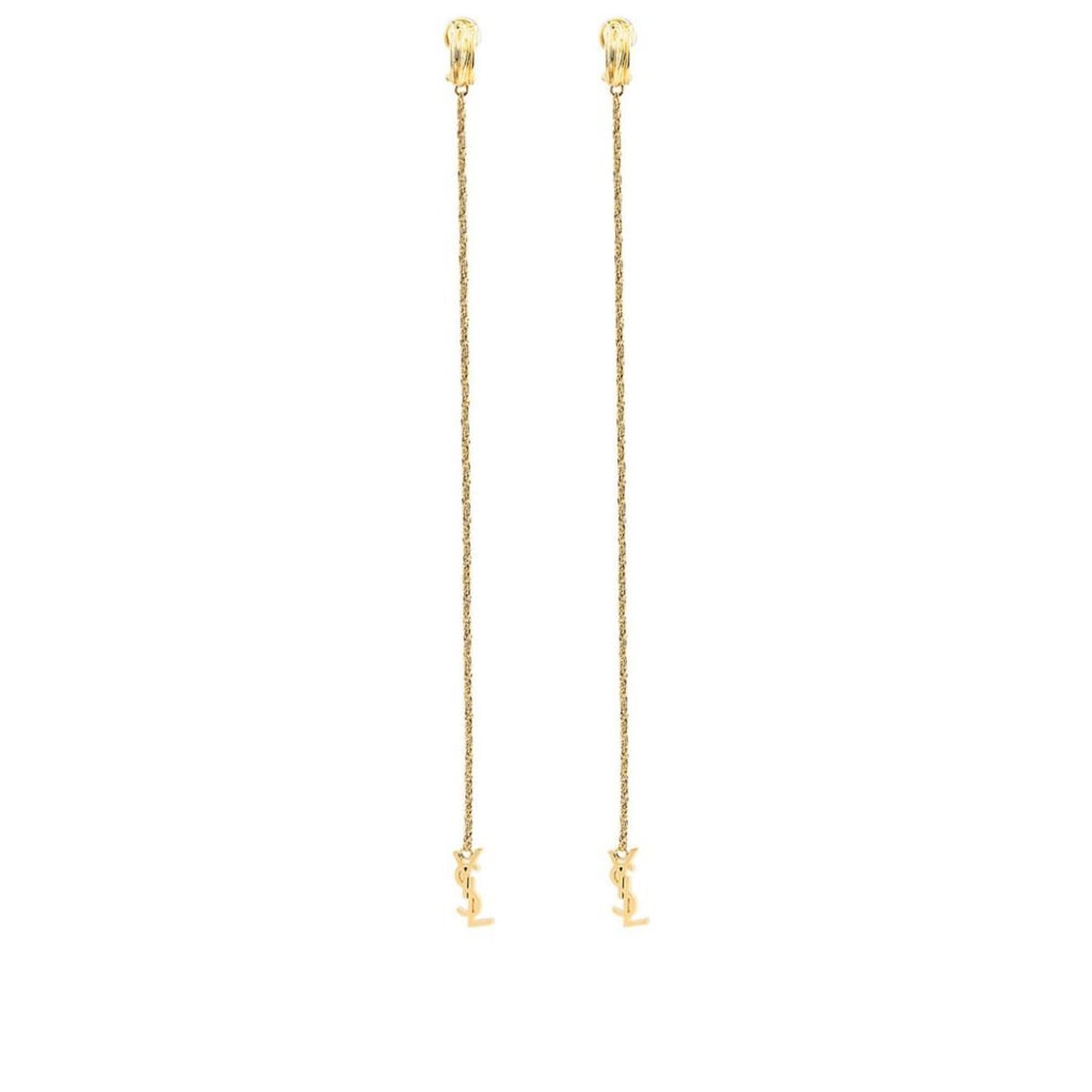 YSL Monogram Long Chain Drop Earrings